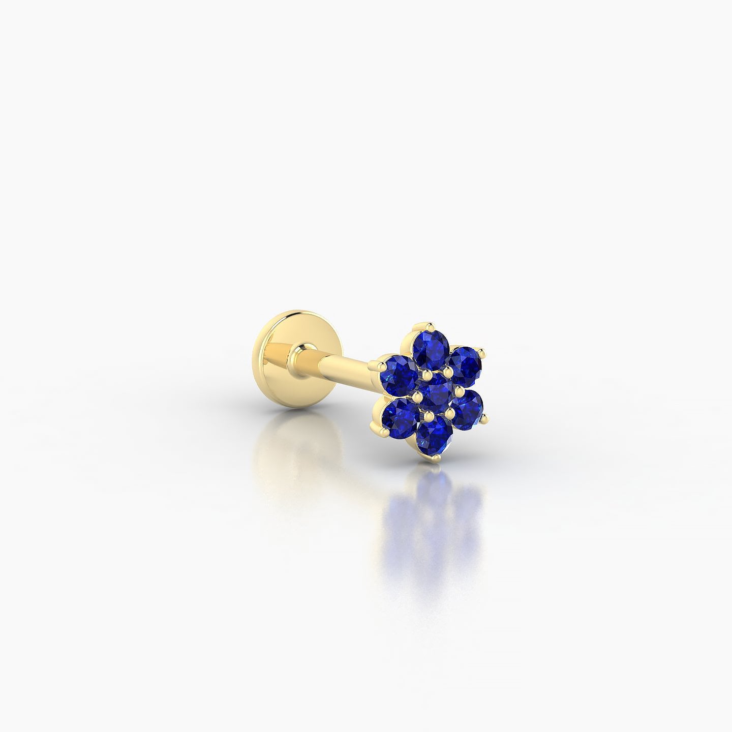 Chloris | 18k Yellow Gold 8 mm 5.5 mm Flower Sapphire Nose Piercing
