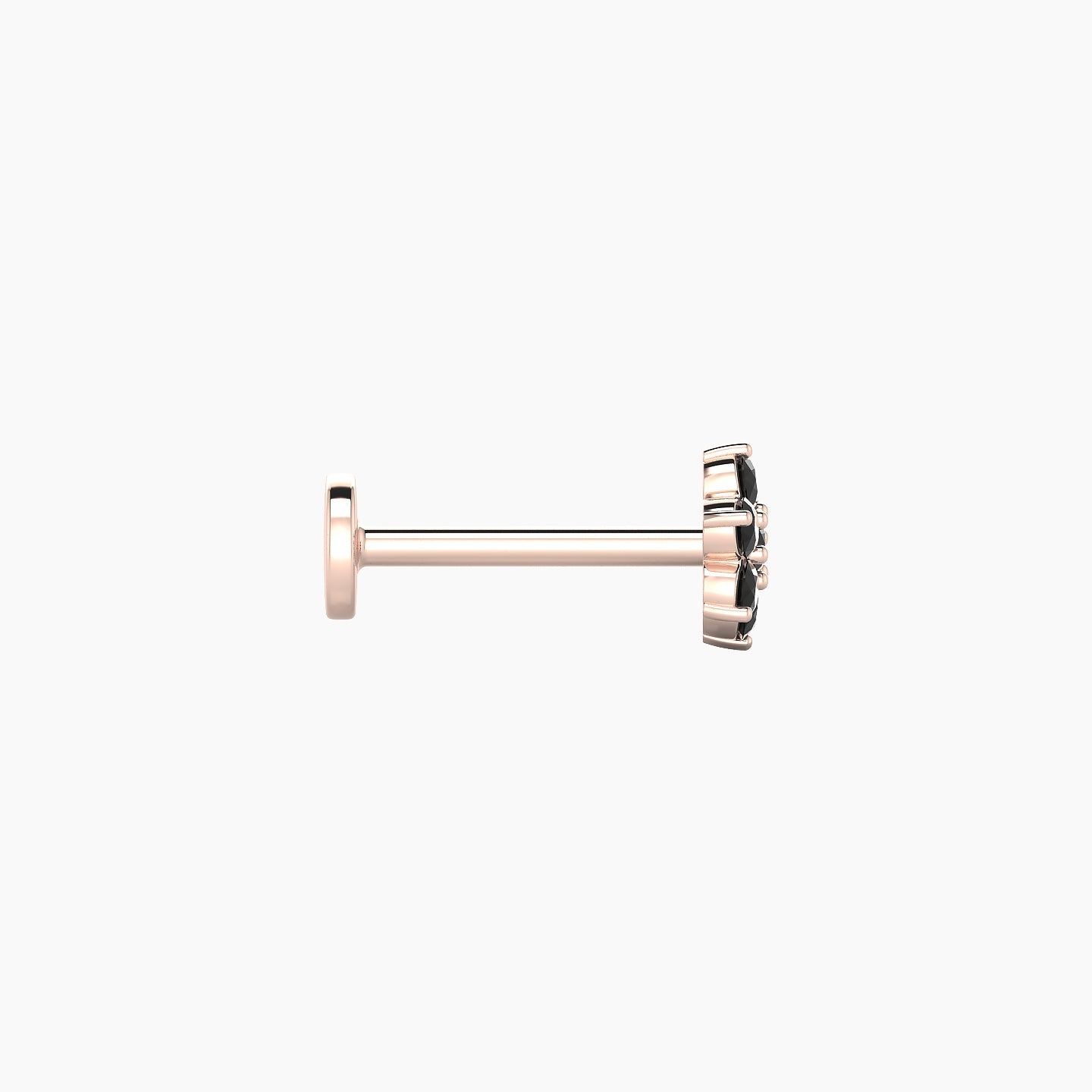 Chloris | 18k Rose Gold 8 mm 5.5 mm Flower Black Diamond Nose Piercing