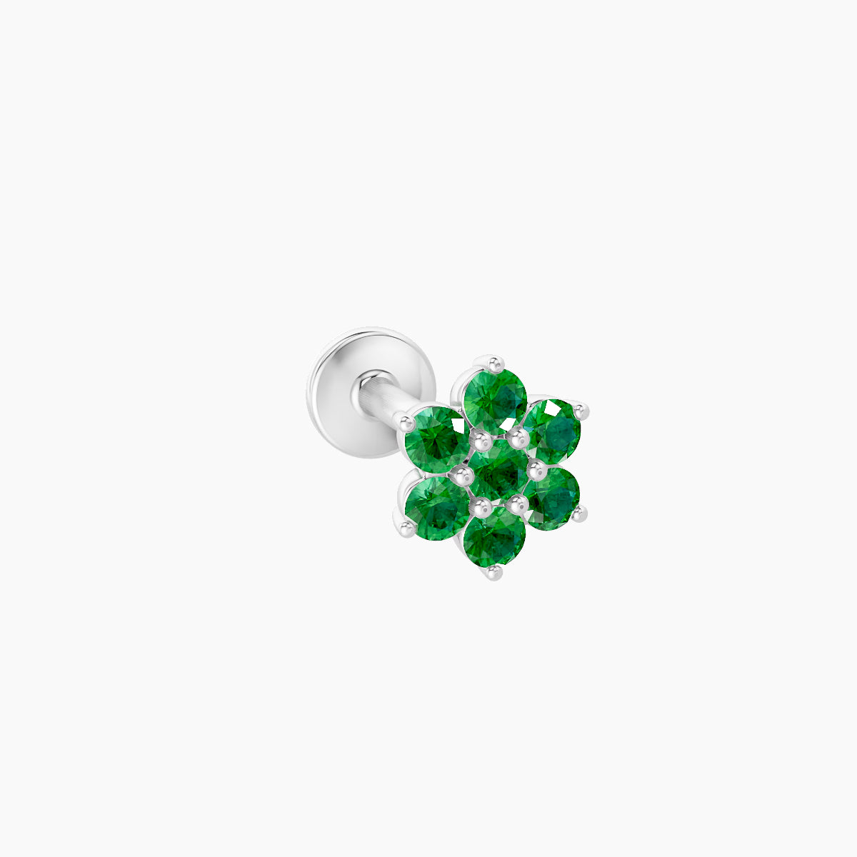 Chloris | 18k White Gold 8 mm 5.5 mm Flower Emerald Piercing