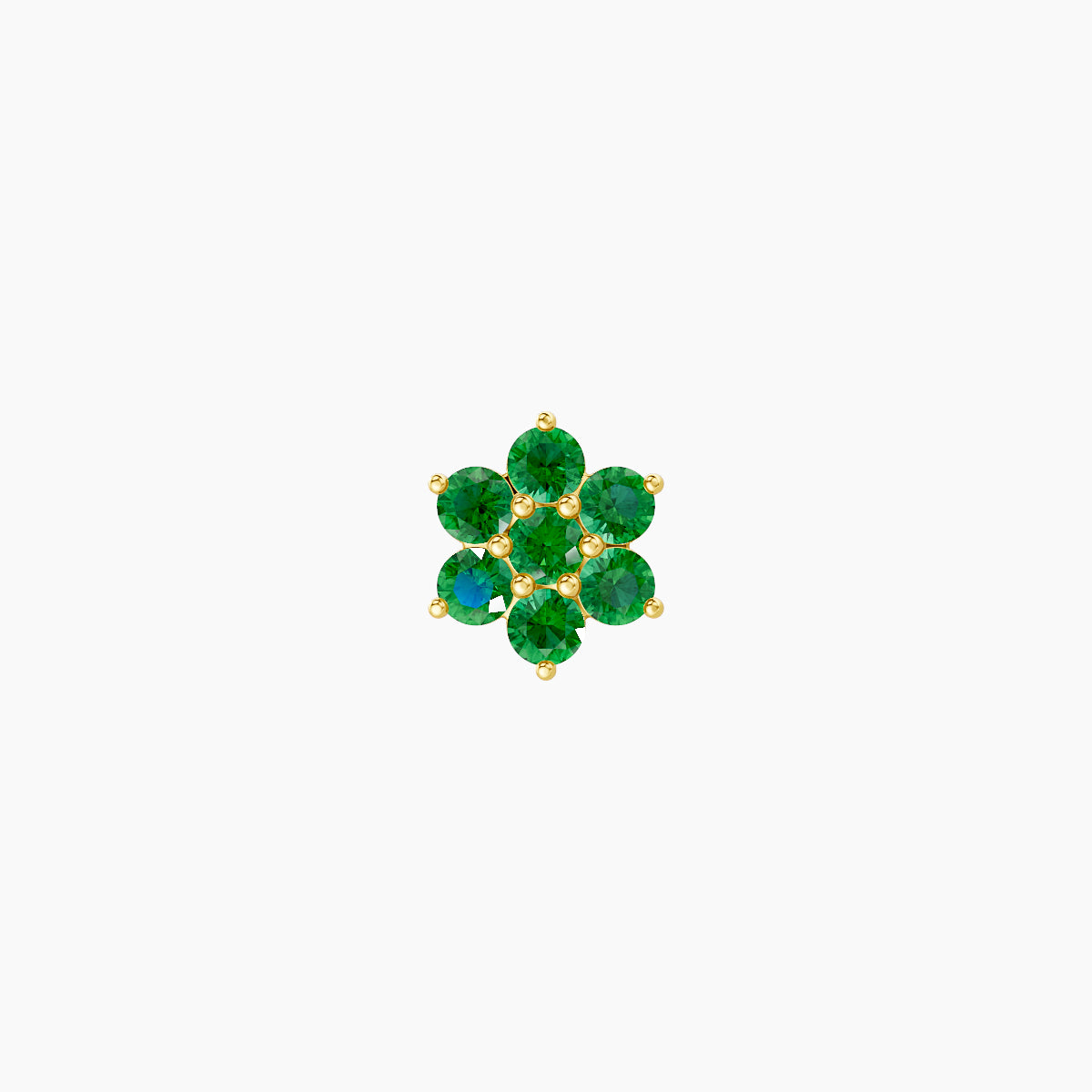 Chloris | 18k Yellow Gold 8 mm 5.5 mm Flower Emerald Piercing
