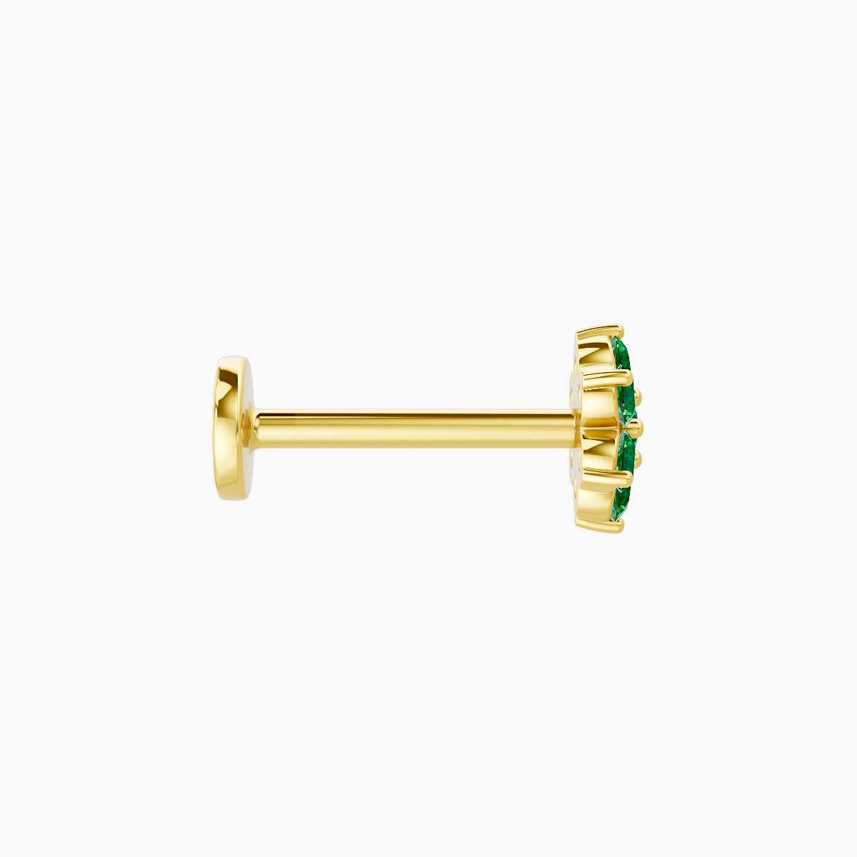 Chloris | 18k Yellow Gold 8 mm 5.5 mm Flower Emerald Piercing
