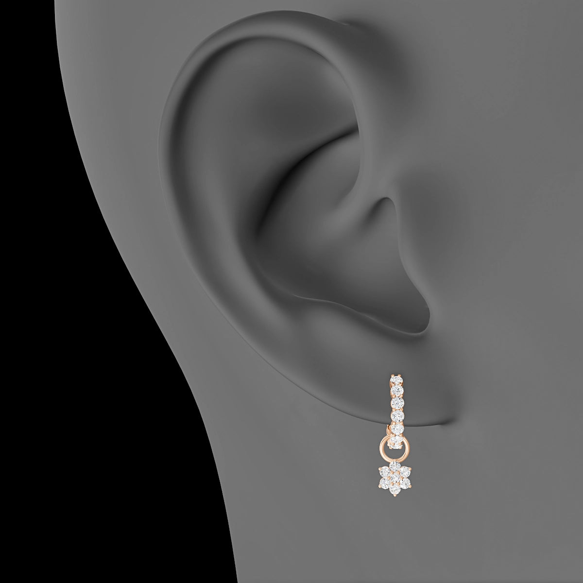 Chloris | 18k Rose Gold 5.5 mm Flower Diamond Charm