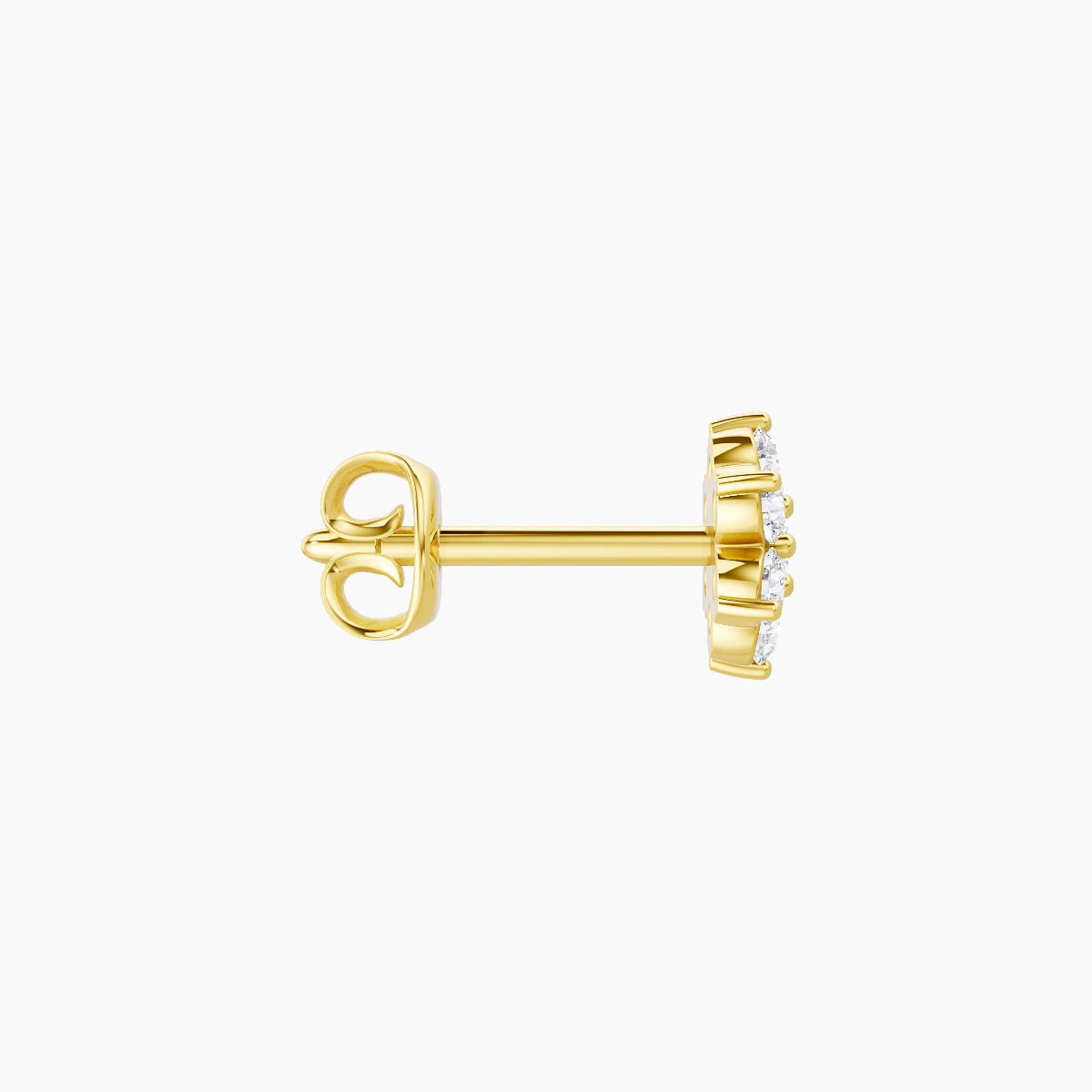 Chloris | 18k Yellow Gold 5.5 mm Flower Diamond Earring