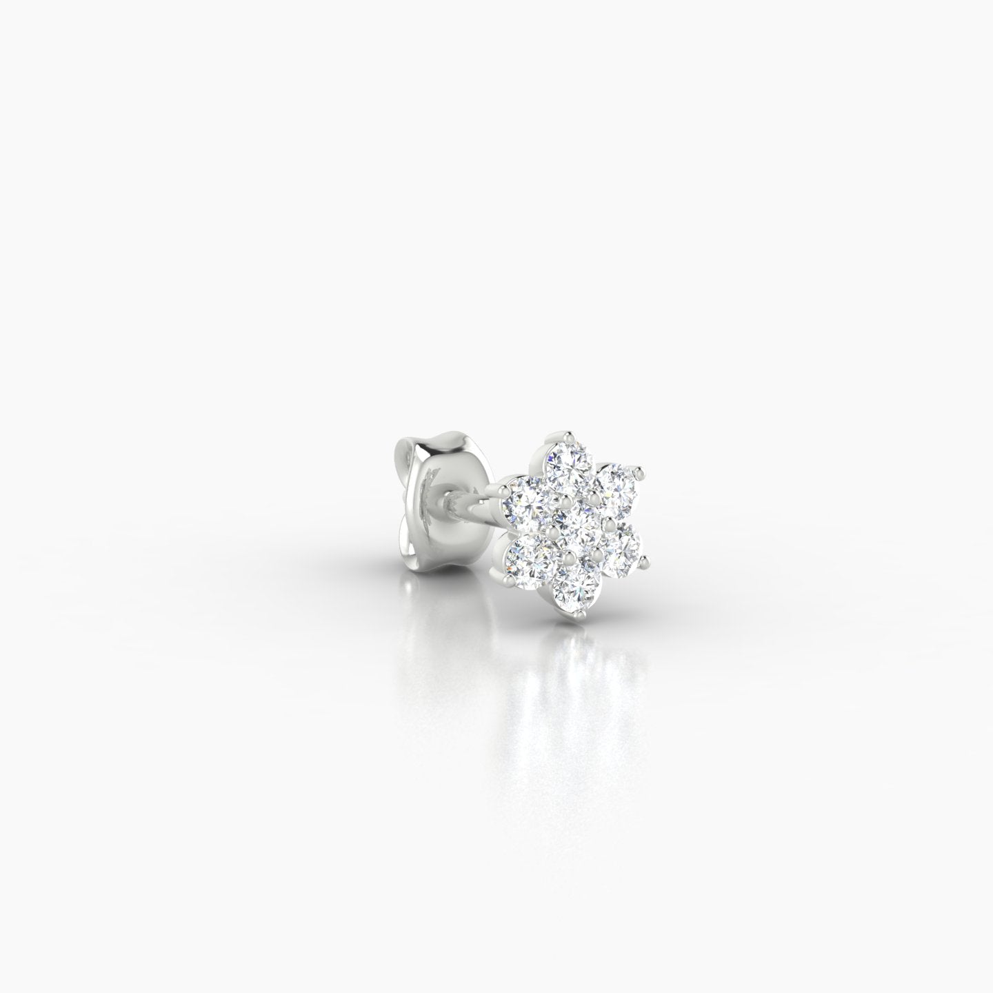 Chloris | 18k White Gold 5.5 mm Flower Diamond Earring