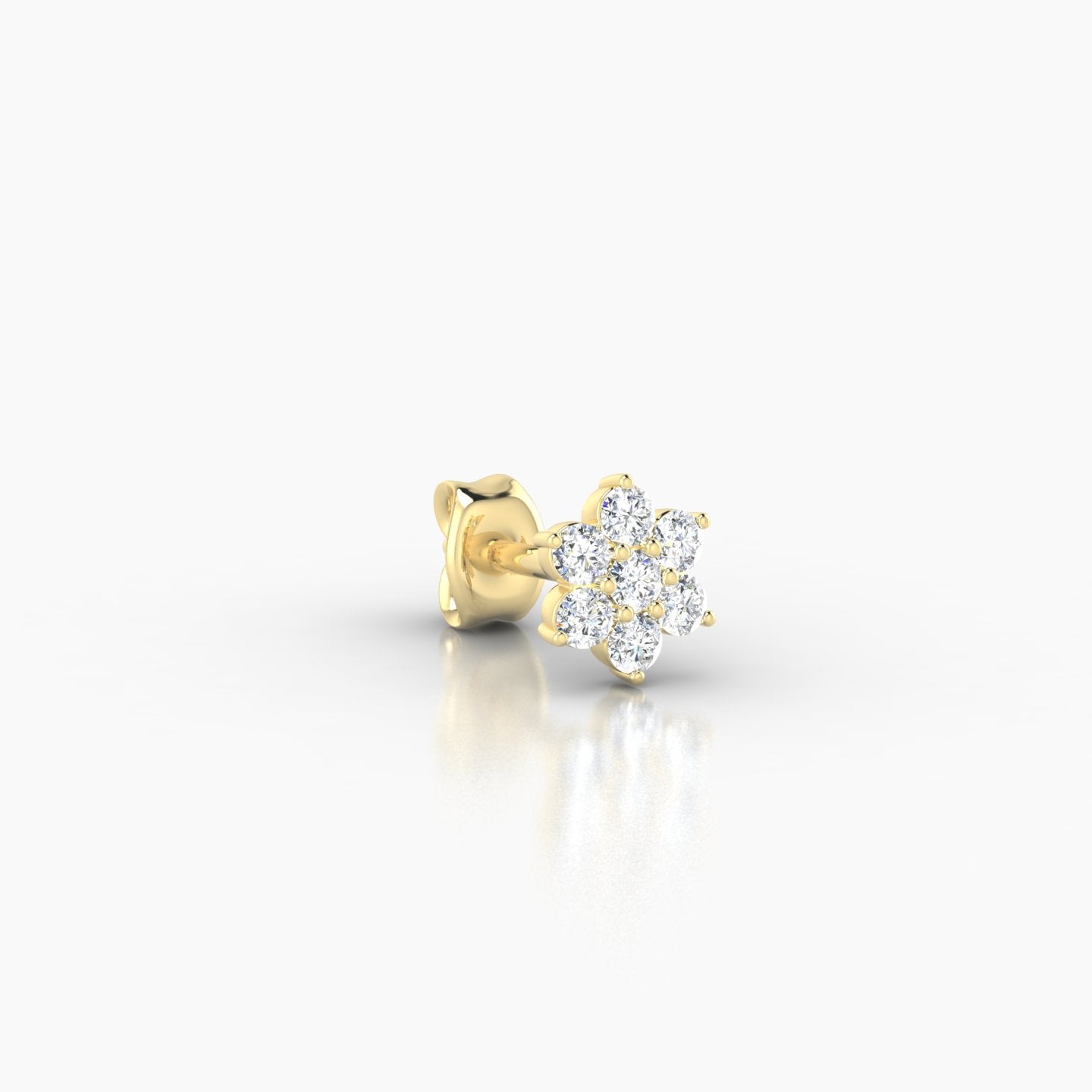 Chloris | 18k Yellow Gold 5.5 mm Flower Diamond Earring