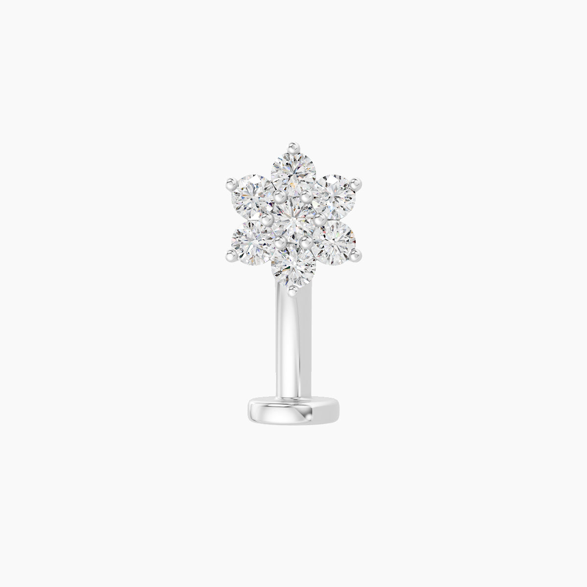 Chloris | 18k White Gold 6 mm 10 mm Flower Diamond Floating Navel Piercing