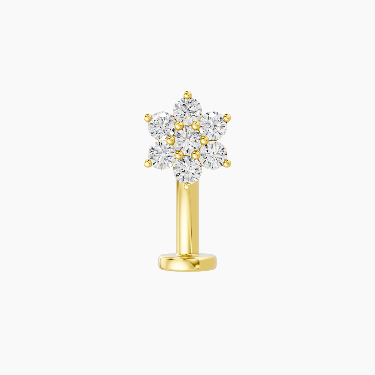 Chloris | 18k Yellow Gold 6 mm 10 mm Flower Diamond Floating Navel Piercing
