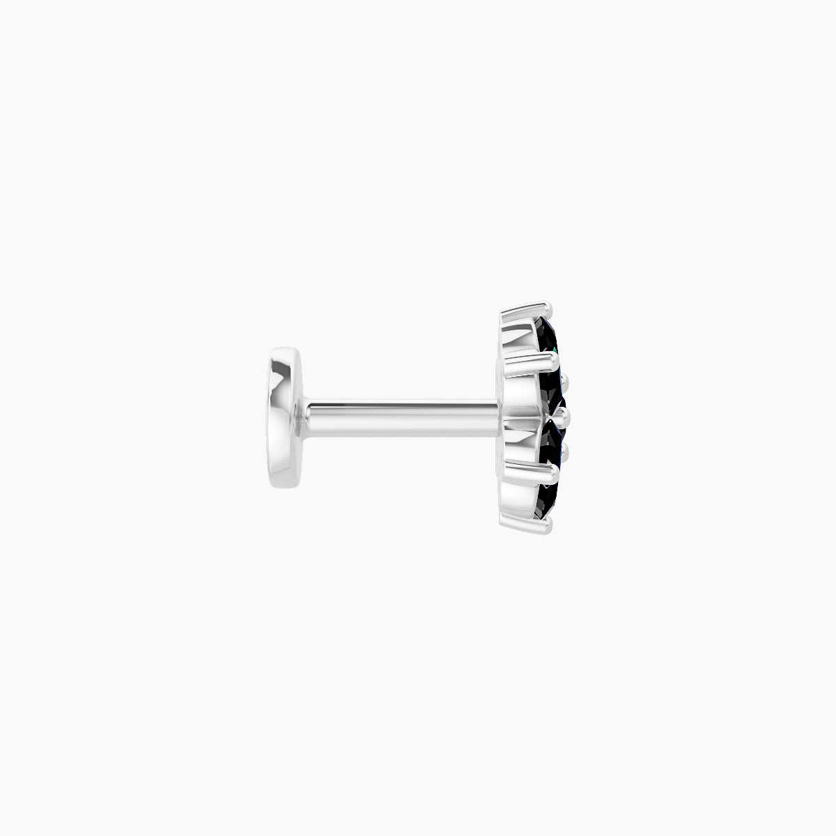 Chloris | 18k White Gold 5 mm 6 mm Flower Black Diamond Nose Piercing