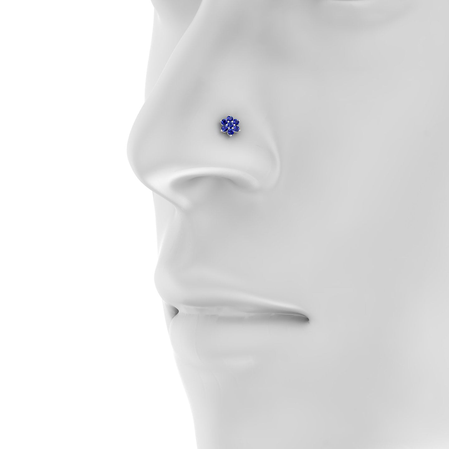Chloris | 18k White Gold 5 mm 6 mm Flower Sapphire Nose Piercing