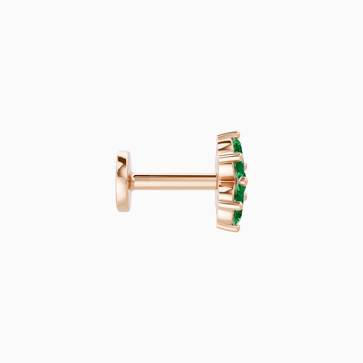 Chloris | 18k Rose Gold 5 mm 6 mm Flower Emerald Piercing