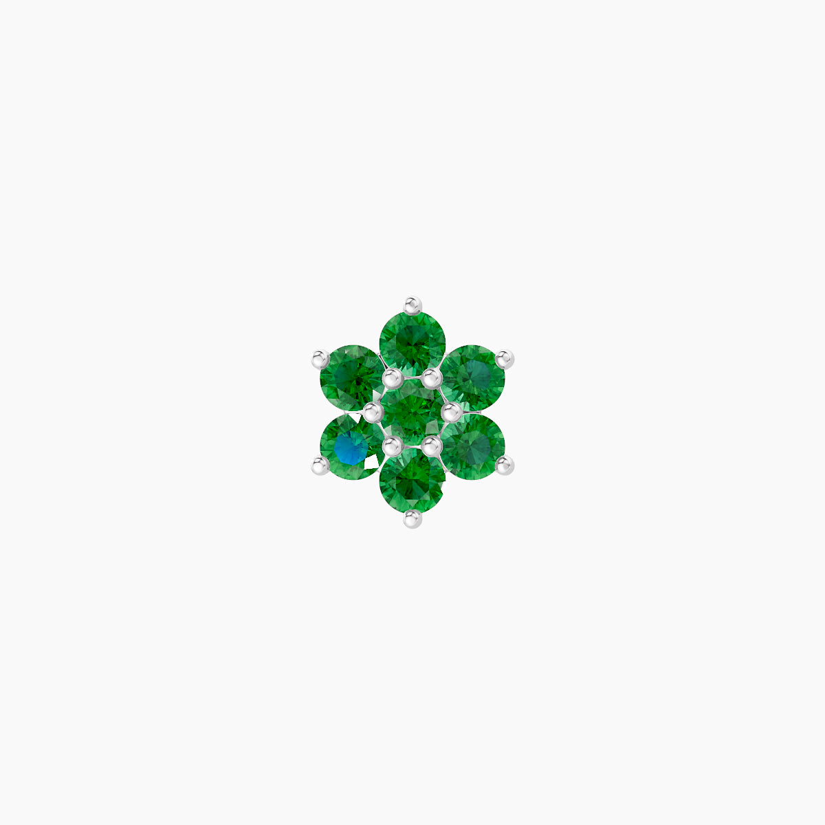 Chloris | 18k White Gold 5 mm 6 mm Flower Emerald Piercing