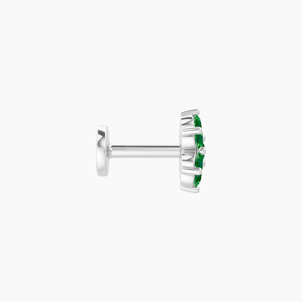 Chloris | 18k White Gold 5 mm 6 mm Flower Emerald Piercing