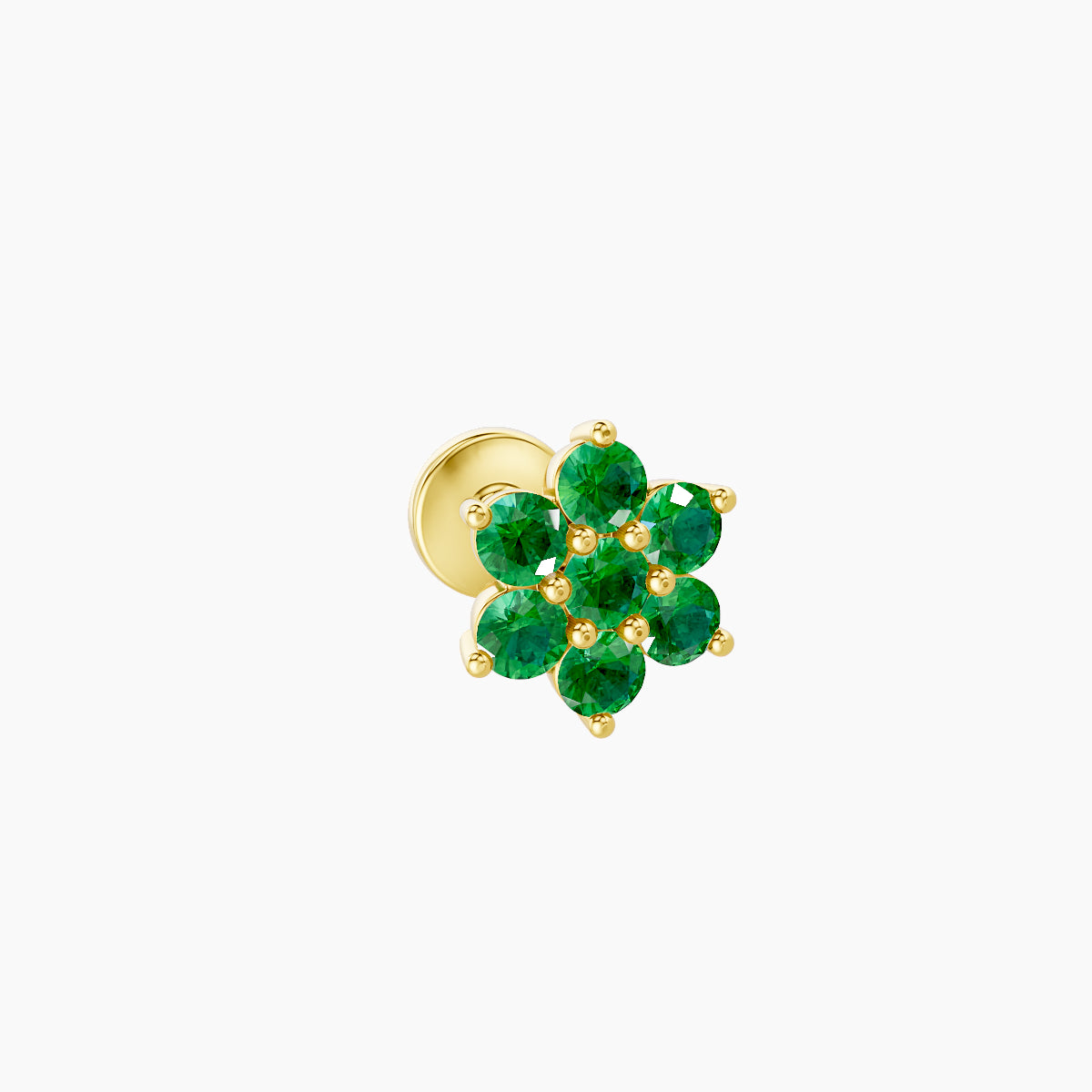 Chloris | 18k Yellow Gold 5 mm 6 mm Flower Emerald Piercing