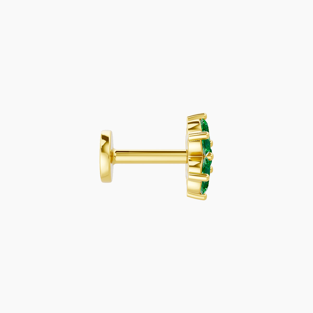 Chloris | 18k Yellow Gold 5 mm 6 mm Flower Emerald Piercing