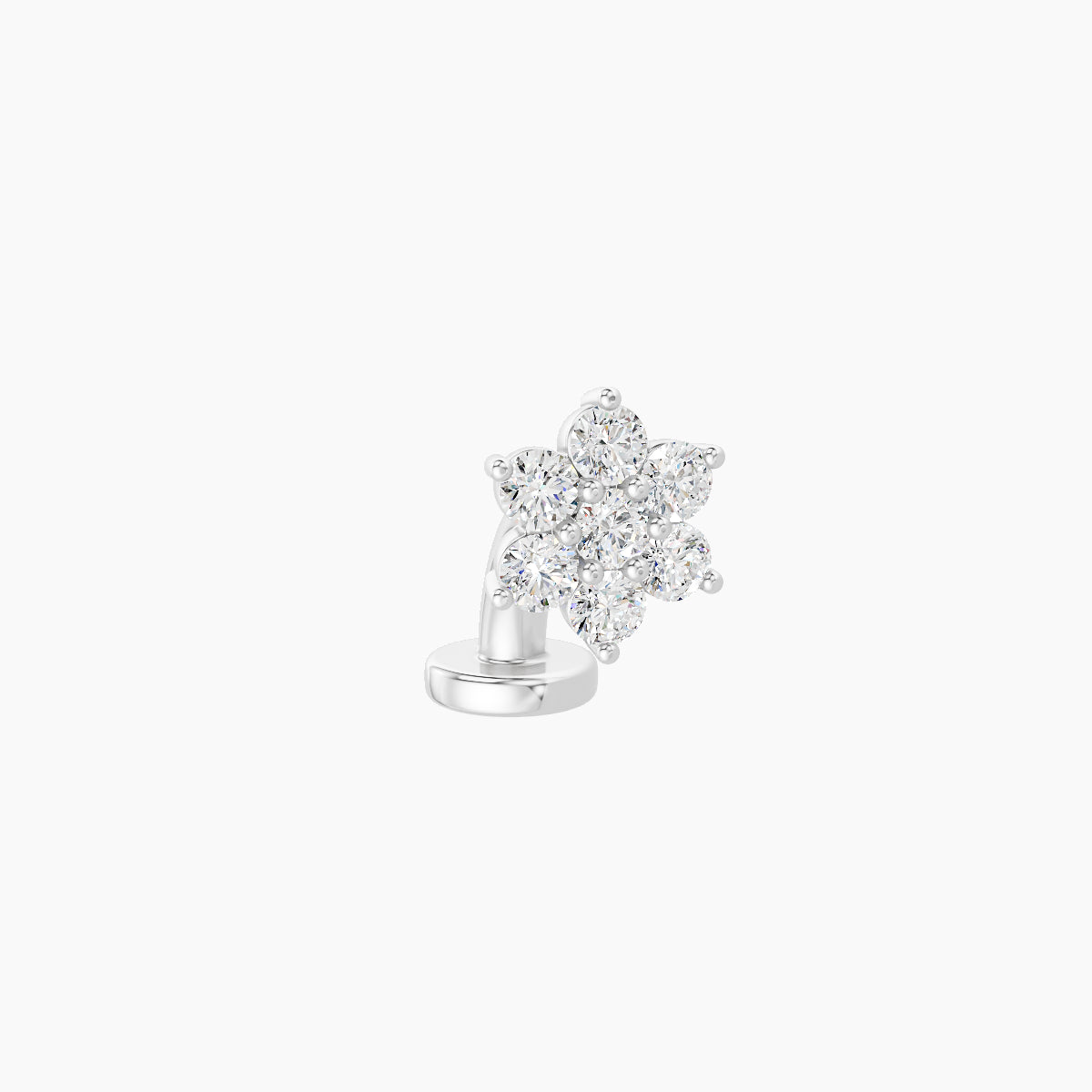 Chloris | 18k White Gold 6 mm 6 mm Flower Diamond Floating Navel Piercing