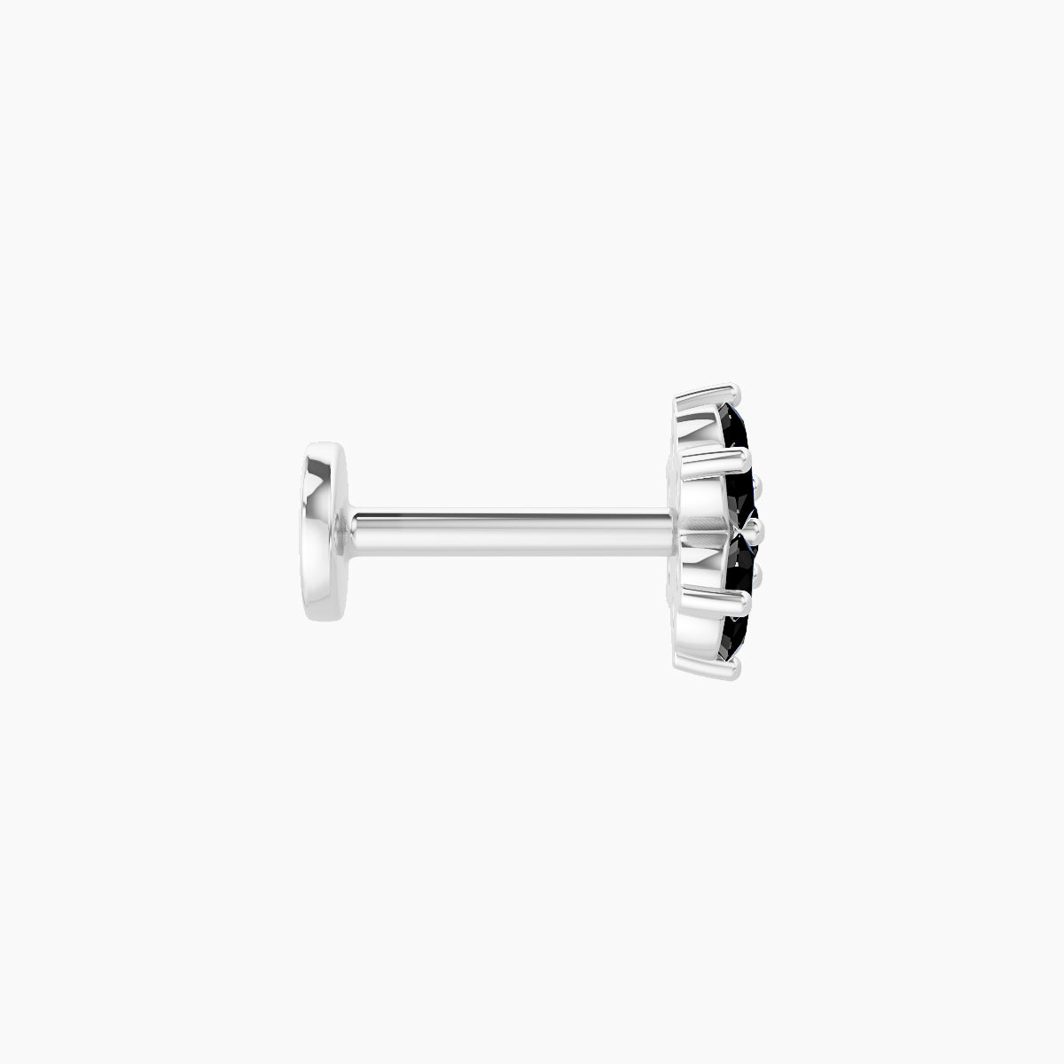 Chloris | 18k White Gold 6.5 mm 6 mm Flower Black Diamond Nose Piercing