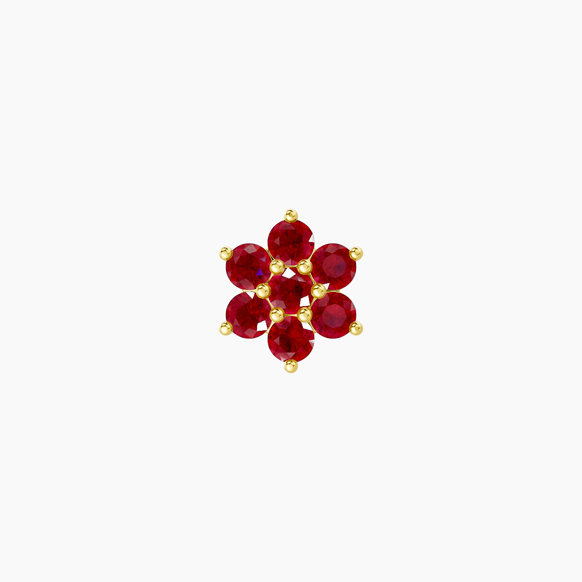 Chloris | 18k Yellow Gold 6.5 mm 6 mm Flower Ruby Nose Piercing