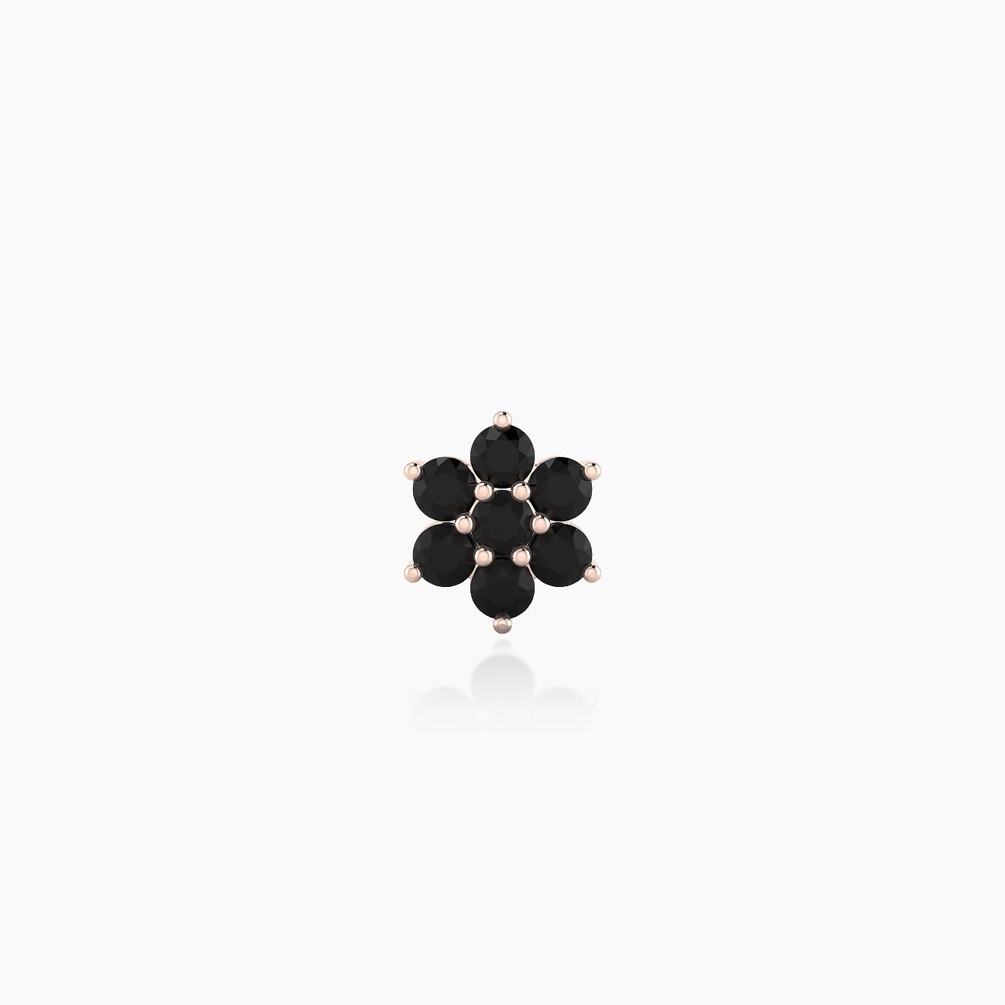 Chloris | 18k Rose Gold 6.5 mm 6 mm Flower Black Diamond Nose Piercing