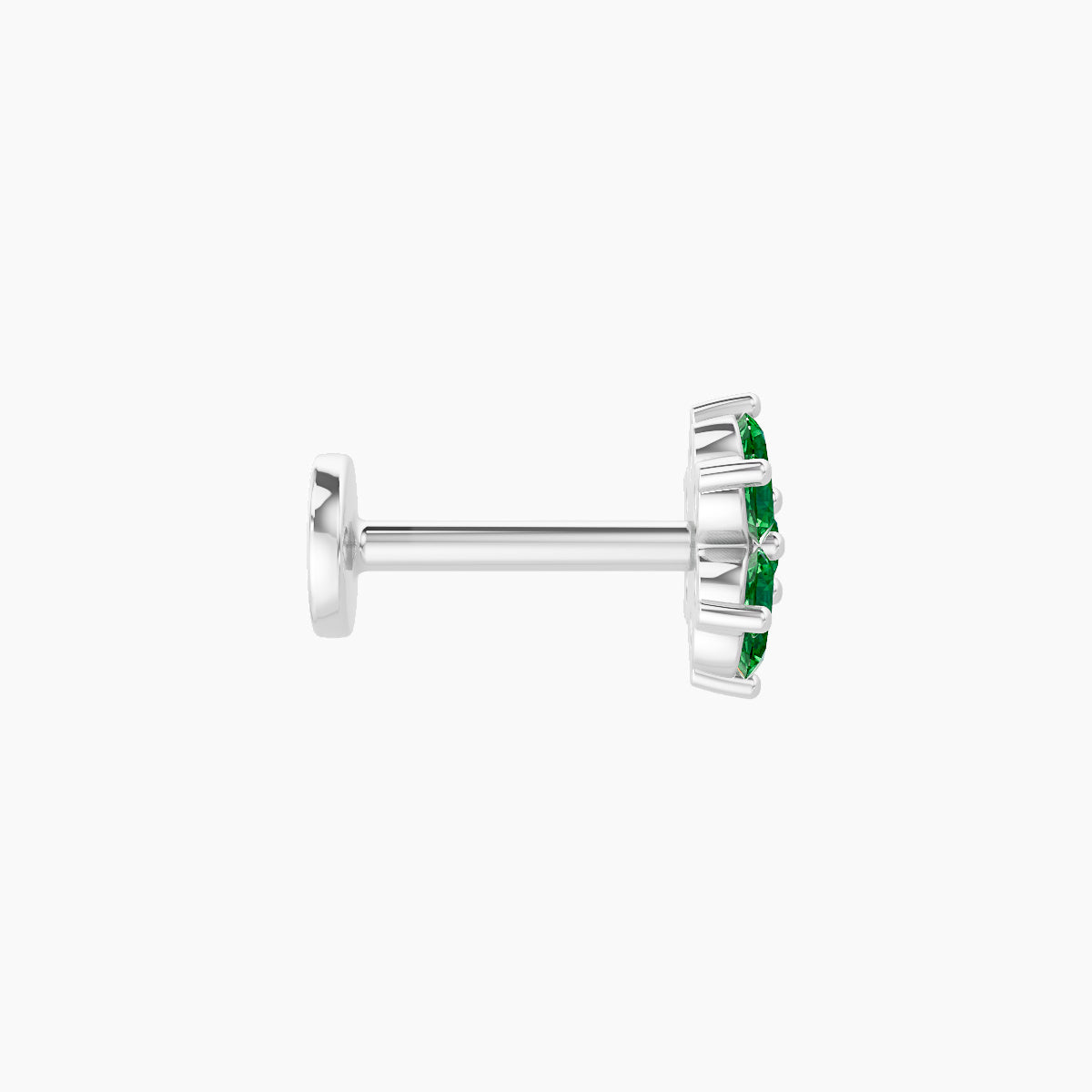 Chloris | 18k White Gold 6.5 mm 6 mm Flower Emerald Piercing