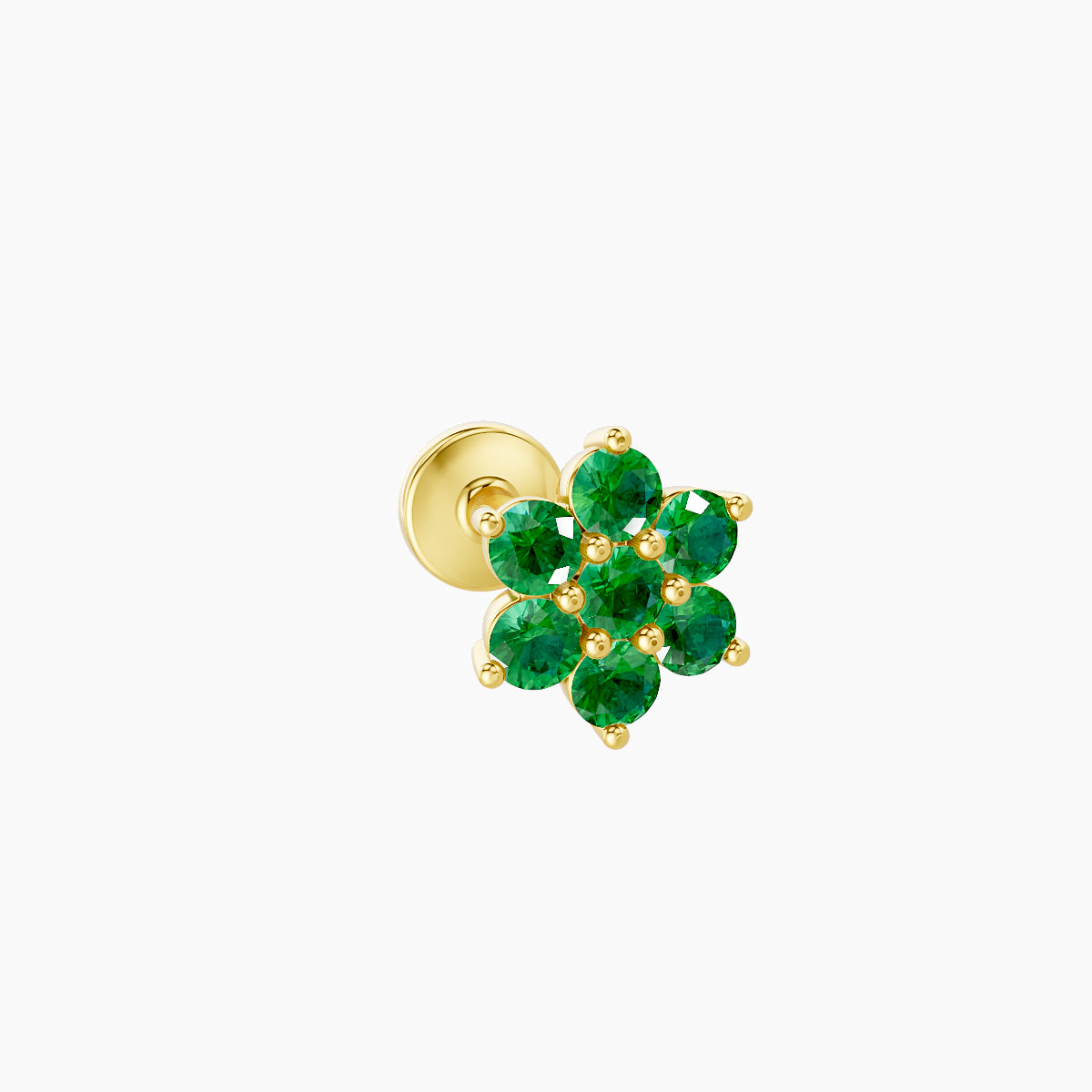 Chloris | 18k Yellow Gold 6.5 mm 6 mm Flower Emerald Piercing