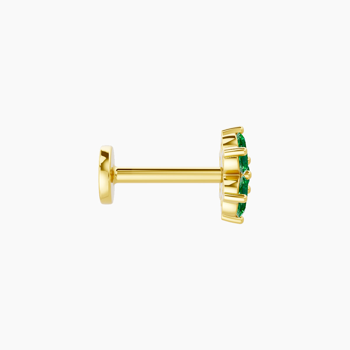Chloris | 18k Yellow Gold 6.5 mm 6 mm Flower Emerald Piercing