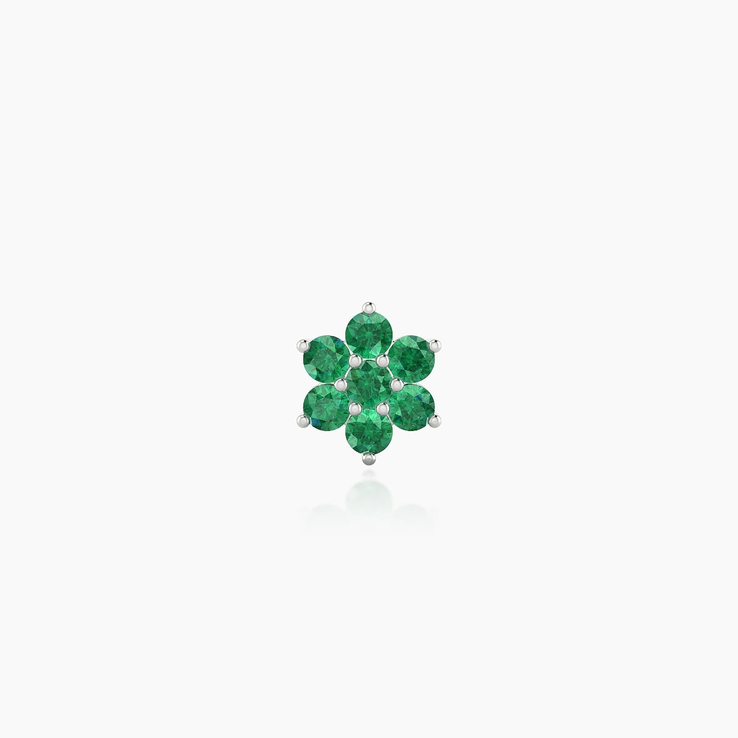 Chloris | 18k White Gold 8 mm 6 mm Flower Emerald Nose Piercing
