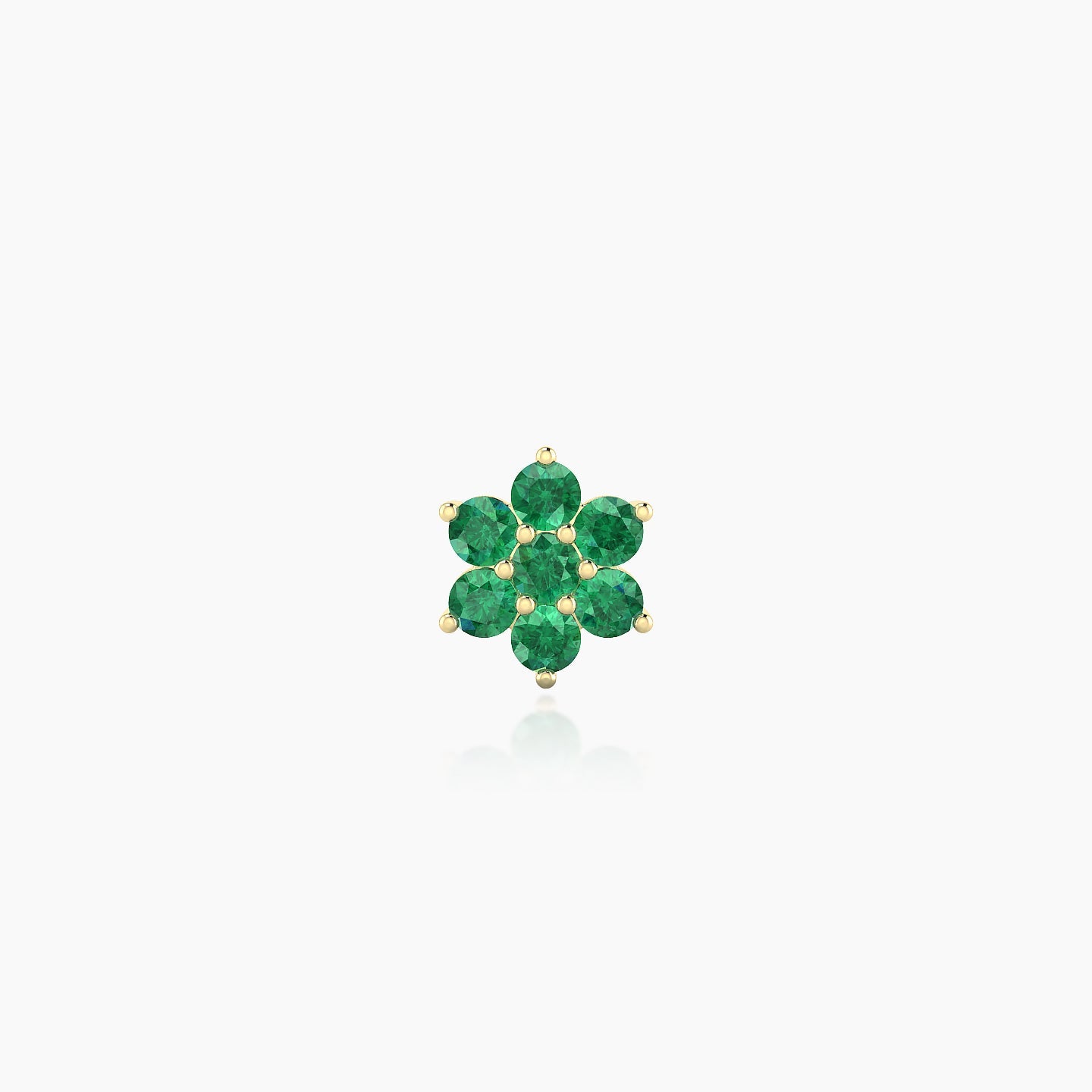 Chloris | 18k Yellow Gold 8 mm 6 mm Flower Emerald Nose Piercing