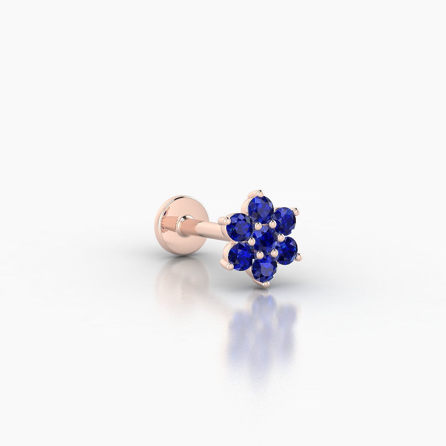 Chloris | 18k Rose Gold 8 mm 6 mm Flower Sapphire Nose Piercing