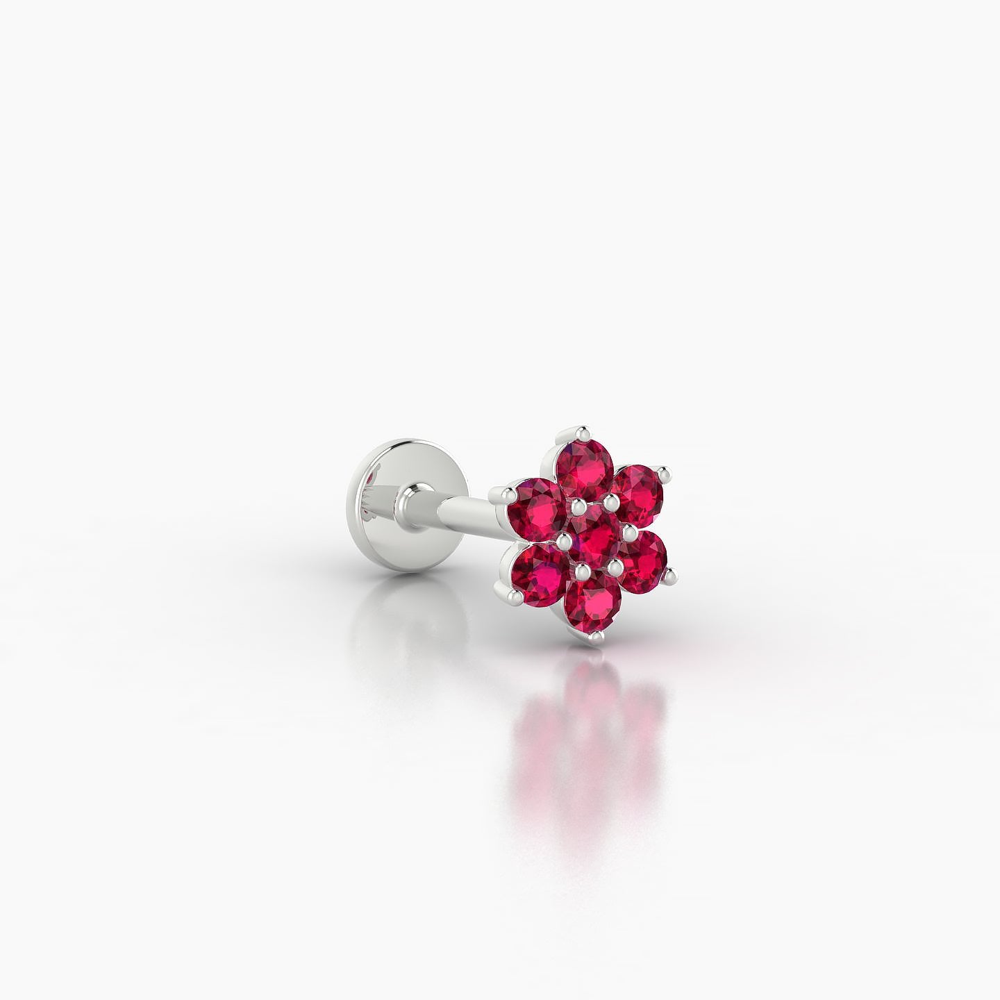 Chloris | 18k White Gold 8 mm 6 mm Flower Ruby Nose Piercing