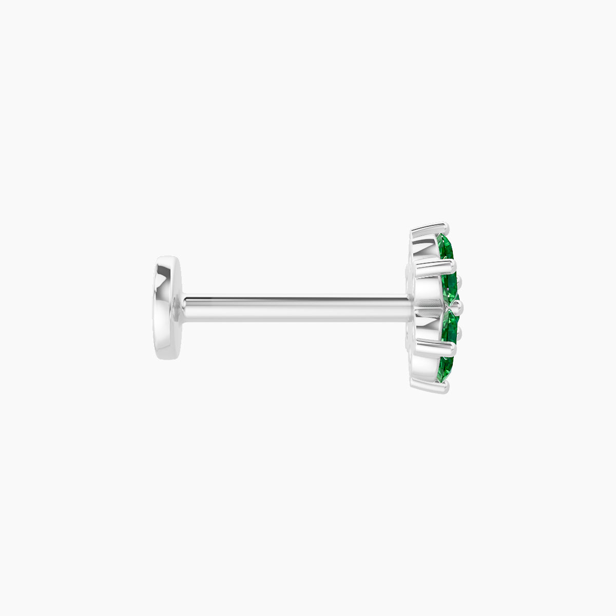 Chloris | 18k White Gold 8 mm 6 mm Flower Emerald Piercing
