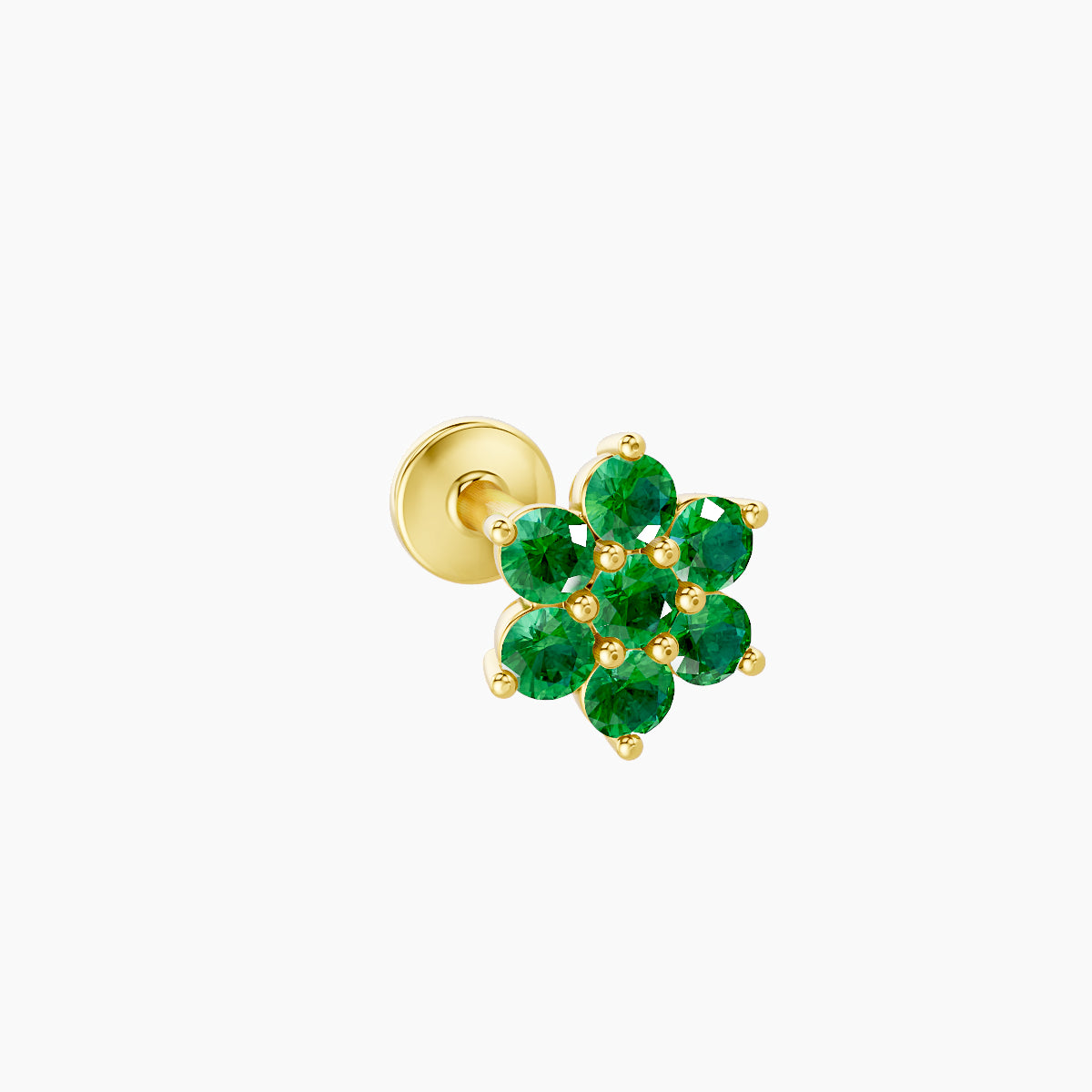 Chloris | 18k Yellow Gold 8 mm 6 mm Flower Emerald Piercing