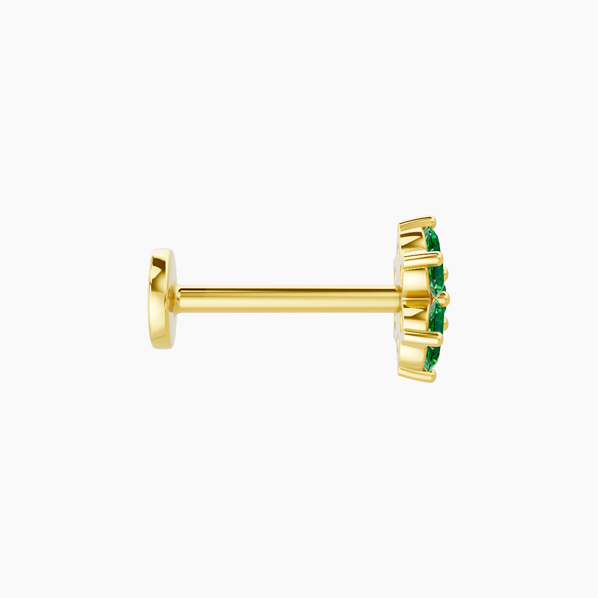 Chloris | 18k Yellow Gold 8 mm 6 mm Flower Emerald Piercing