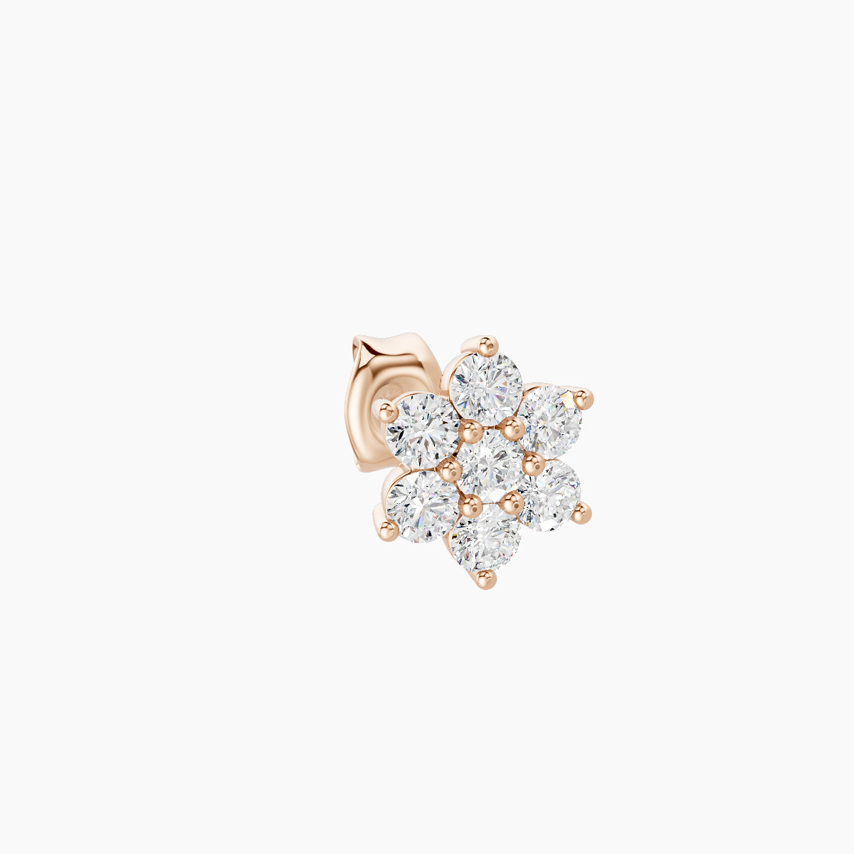 Chloris | 18k Rose Gold 6 mm Flower Diamond Earring
