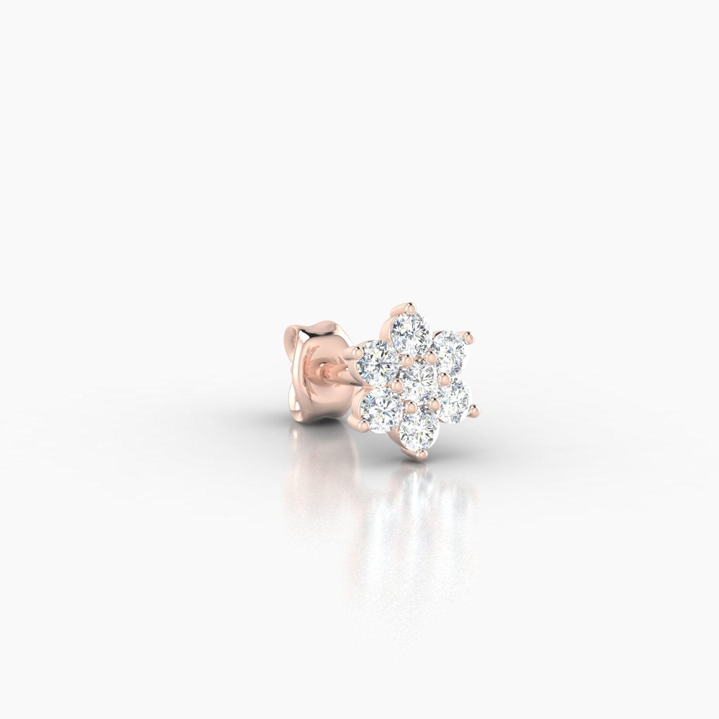 Chloris | 18k Rose Gold 6 mm Flower Diamond Earring