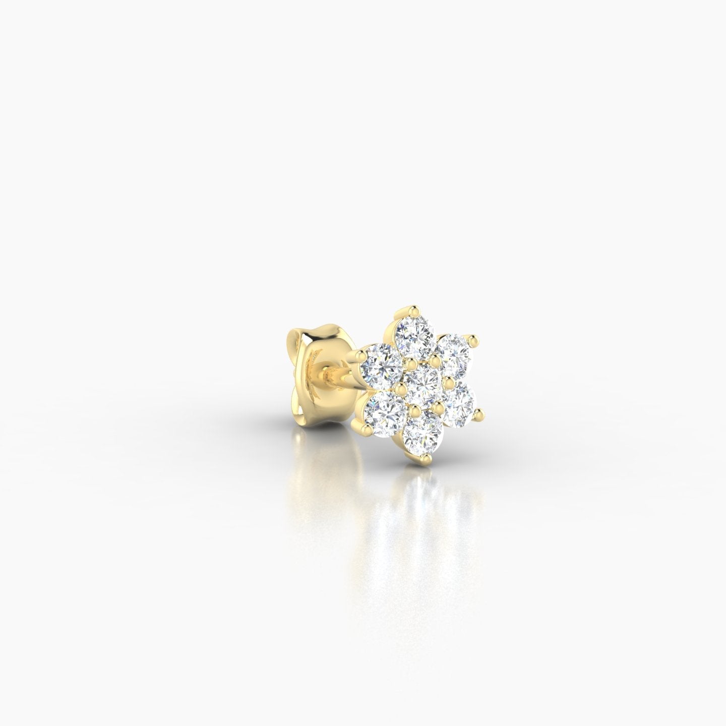 Chloris | 18k Yellow Gold 6 mm Flower Diamond Earring