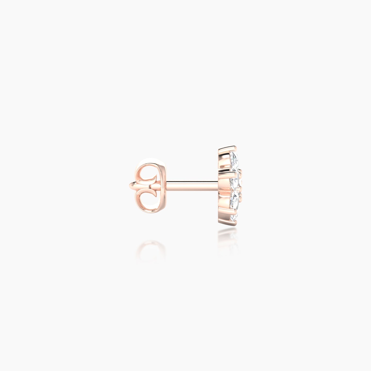 Chloris | 18k Rose Gold 6 mm Flower Diamond Earring