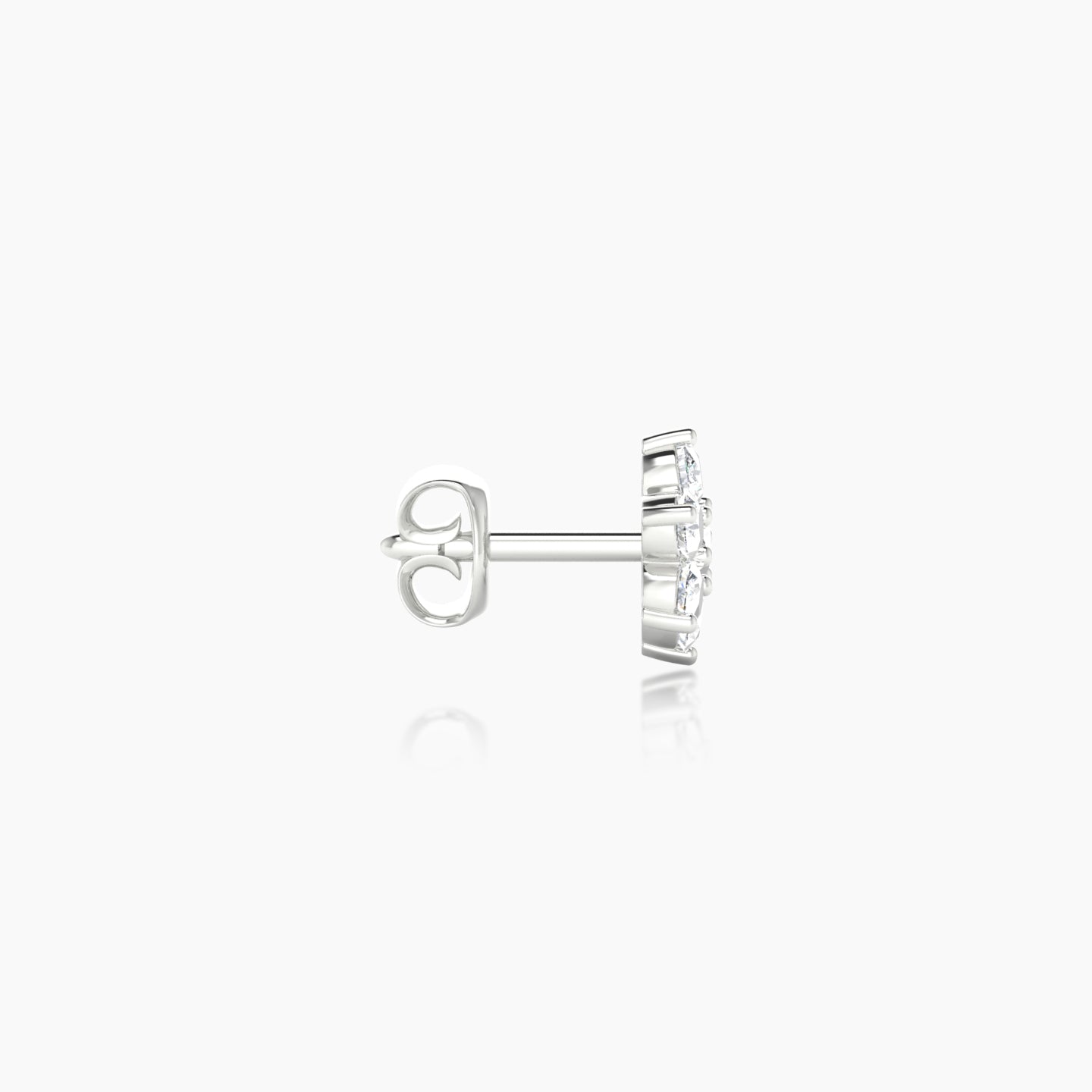 Chloris | 18k White Gold 6 mm Flower Diamond Earring