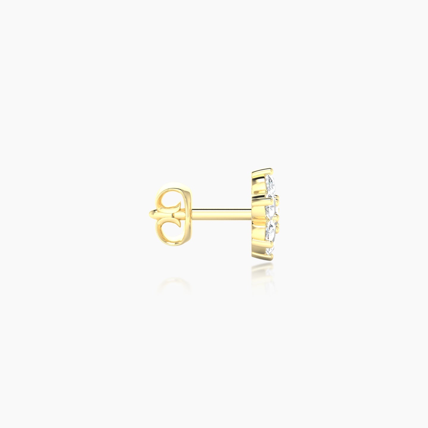 Chloris | 18k Yellow Gold 6 mm Flower Diamond Earring