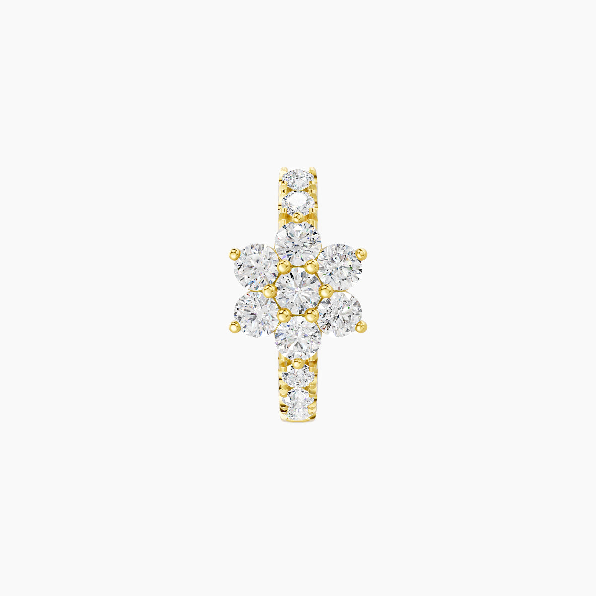 Chloris | 18k Yellow Gold 6.5 mm Flower Diamond Hoop Piercing