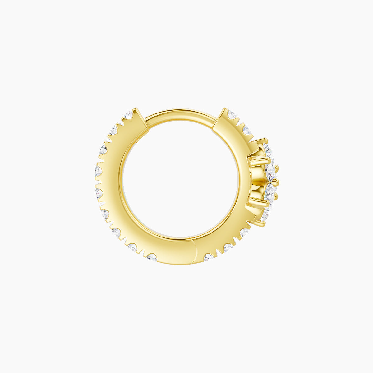 Chloris | 18k Yellow Gold 6.5 mm Flower Diamond Hoop Piercing