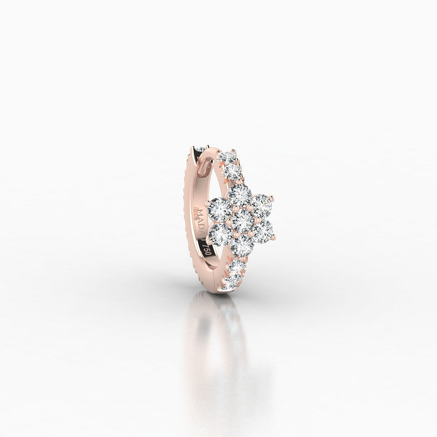 Chloris | 18k Rose Gold 6.5 mm Flower Diamond Hoop Piercing