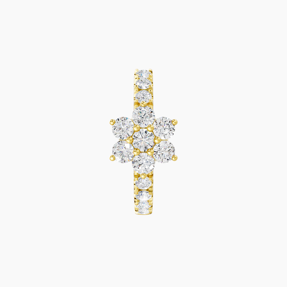 Chloris | 18k Yellow Gold 8 mm Flower Diamond Hoop Piercing
