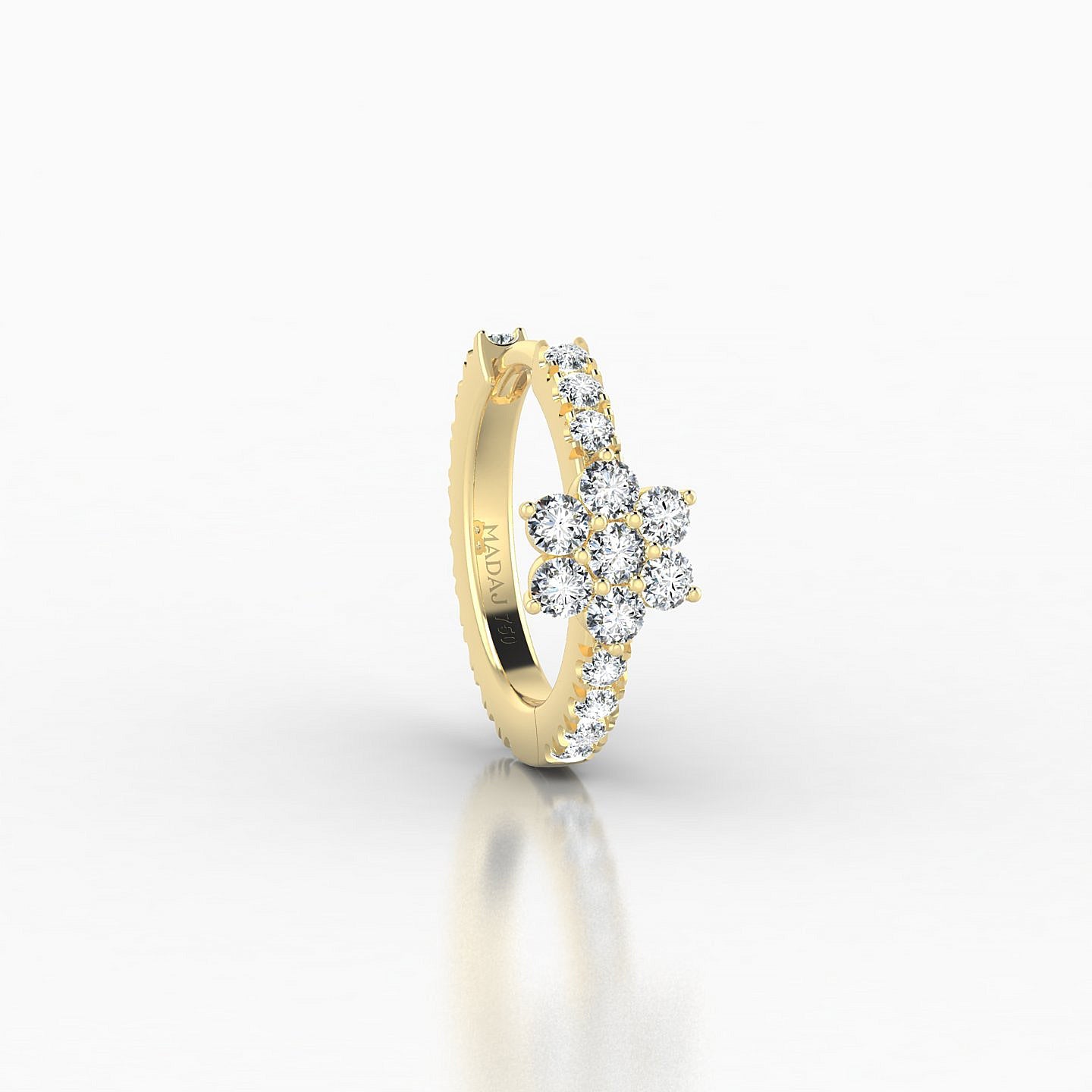 Chloris | 18k Yellow Gold 8 mm Flower Diamond Hoop Piercing