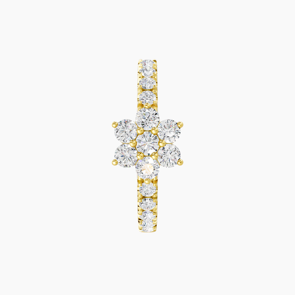 Chloris | 18k Yellow Gold 9.5 mm Flower Diamond Hoop Piercing
