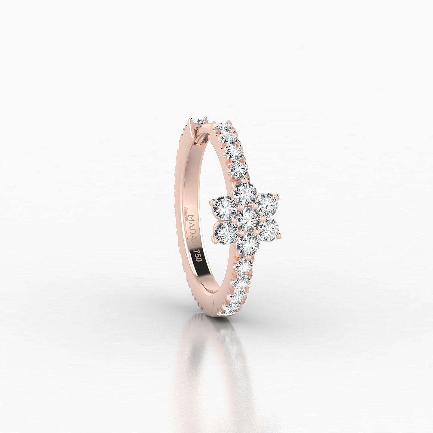 Chloris | 18k Rose Gold 9.5 mm Flower Diamond Hoop Piercing