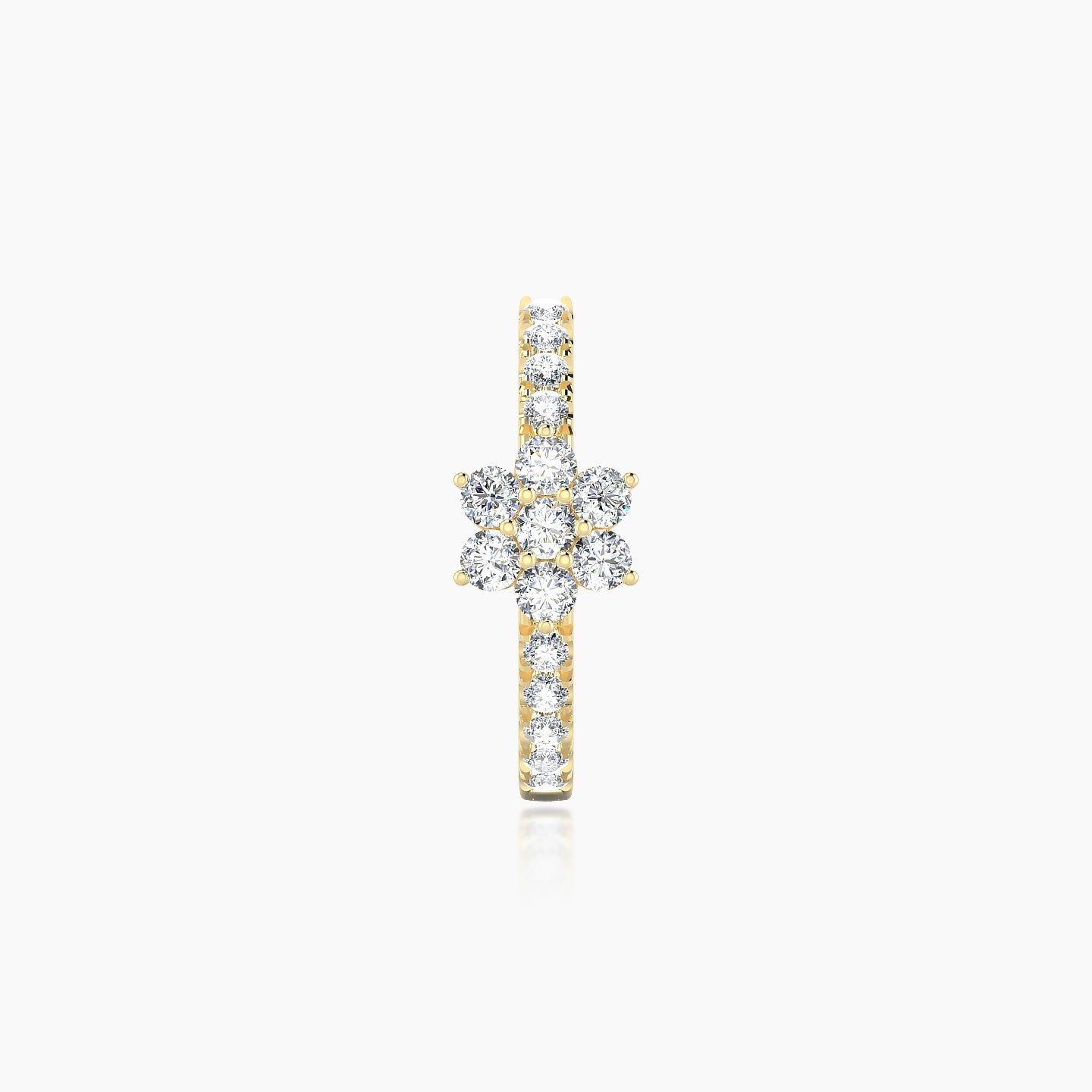 Chloris | 18k Yellow Gold 9.5 mm Flower Diamond Hoop Piercing