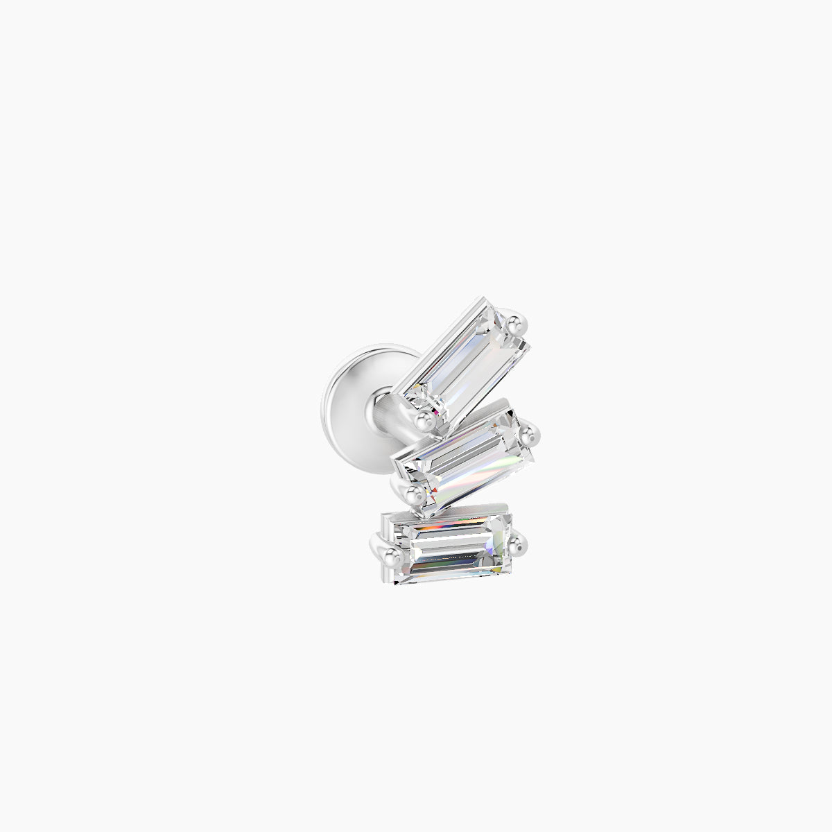 Circe | 18k White Gold 7 mm 5 mm Trilogy Diamond Left Piercing