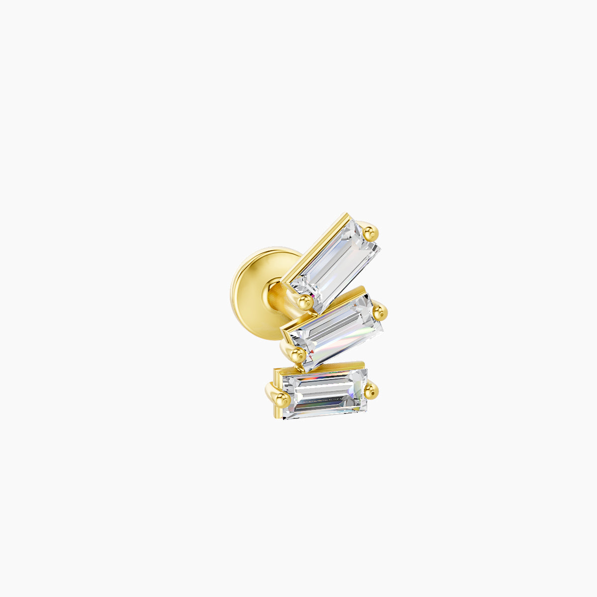Circe | 18k Yellow Gold 7 mm 5 mm Trilogy Diamond Left Piercing