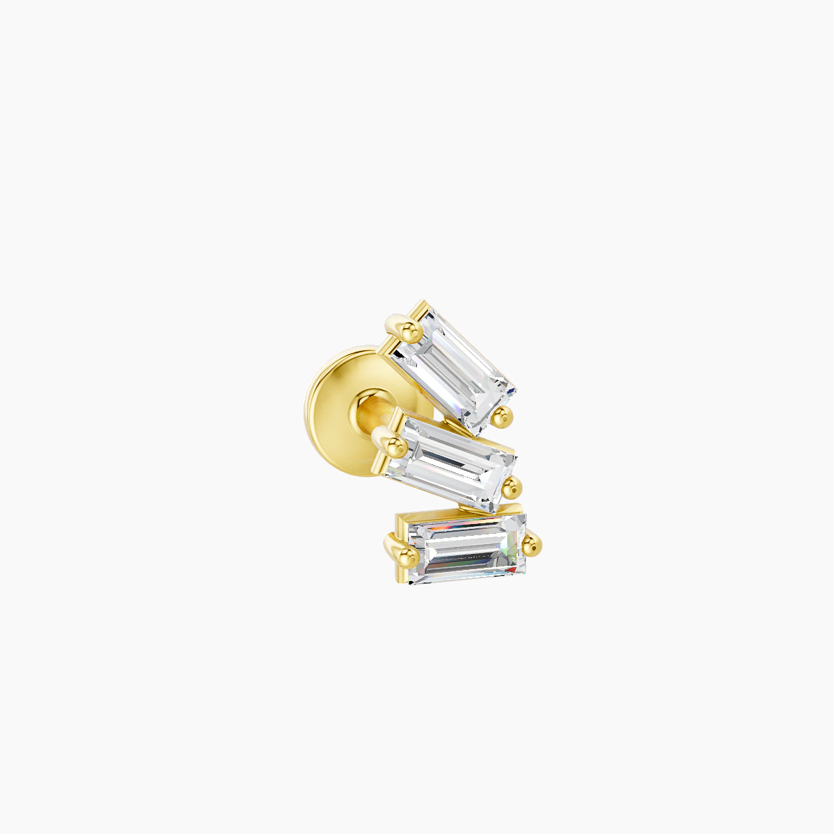 Circe | 18k Yellow Gold 7 mm 5 mm Trilogy Diamond Right Piercing