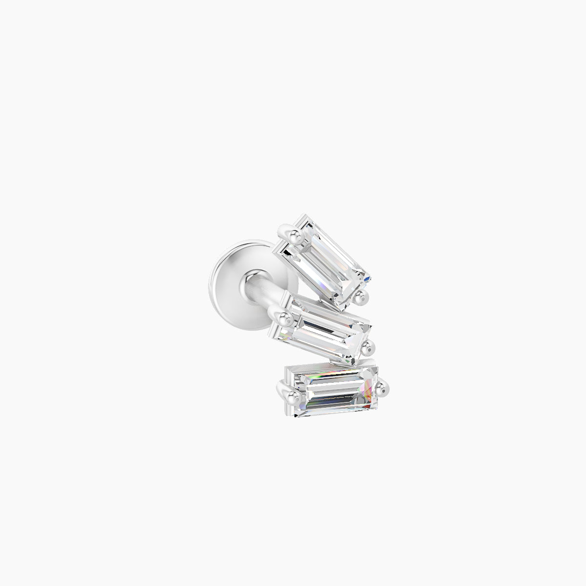 Circe | 18k White Gold 7 mm 6.5 mm Trilogy Diamond Right Piercing